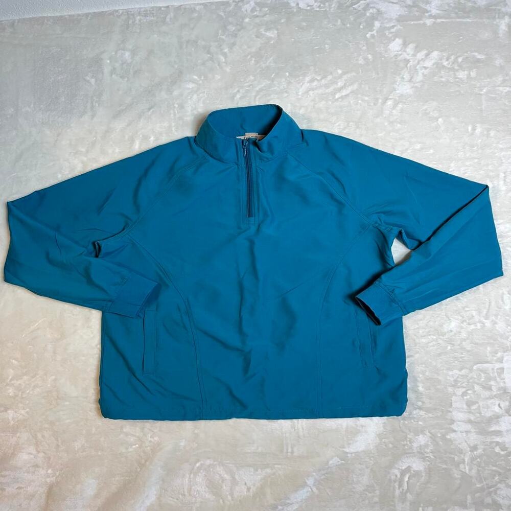 Duluth Trading 1/4 Zip Windbreaker Womens Medium Performance Pullover Aqua Fall